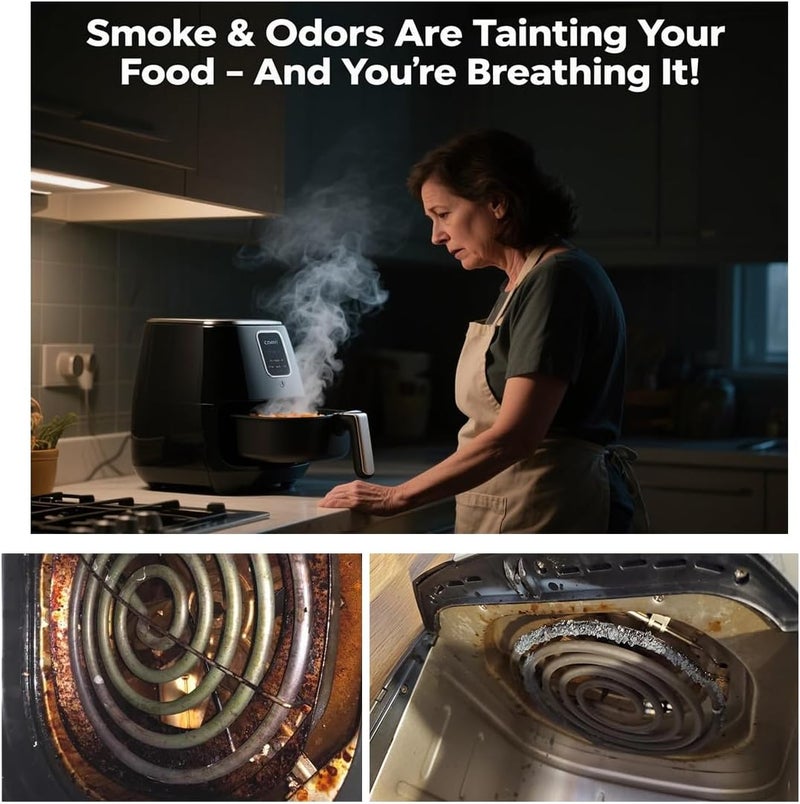 Kispog Splatter Guard for Air Fryer: Stainless Steel Magnetic - Stops Heating Coil Burning & Corrosion & Odors - Fits Instant/Cosori 5.8-12QT - Image 2